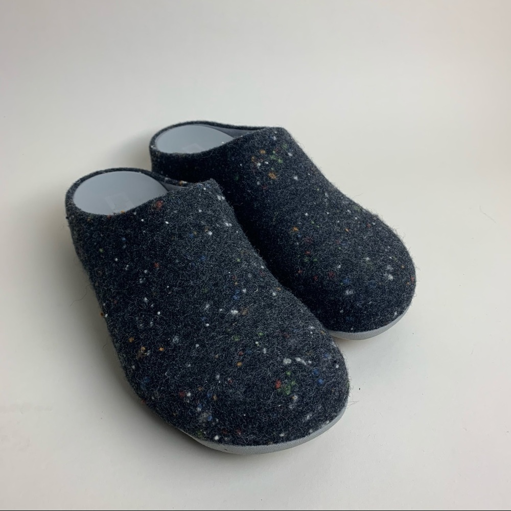 Fitflop Shuv Wool Felt Slip On Clog Dark Grey 10